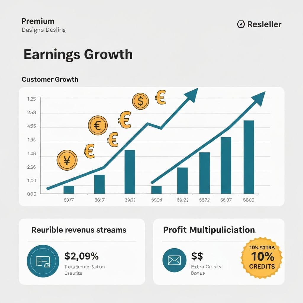 Reseller income growth visualization - earnings chart trending upward